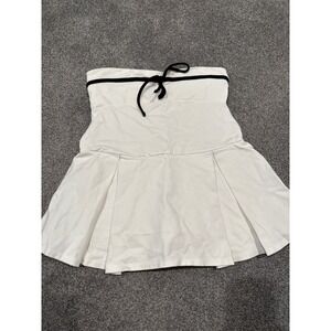 Windsor Sweet‎ Muse Strapless Bow-Detail Skater Romper White Size Lare
